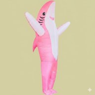 disfraz tiburon rosado- botarga inflable